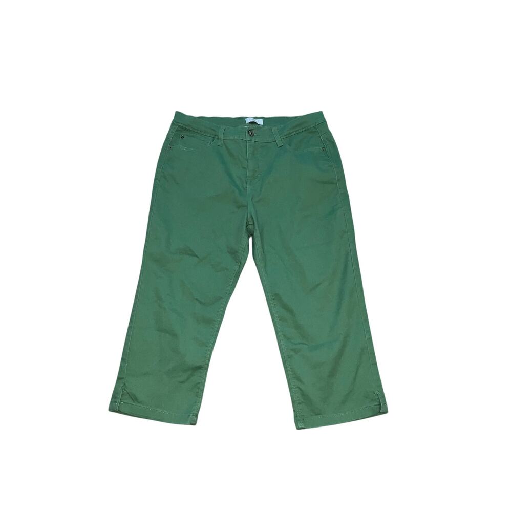 Curve Appeal Medium Rise Relaxed Fit Chino Crop Pants Sage Green Size 14/32